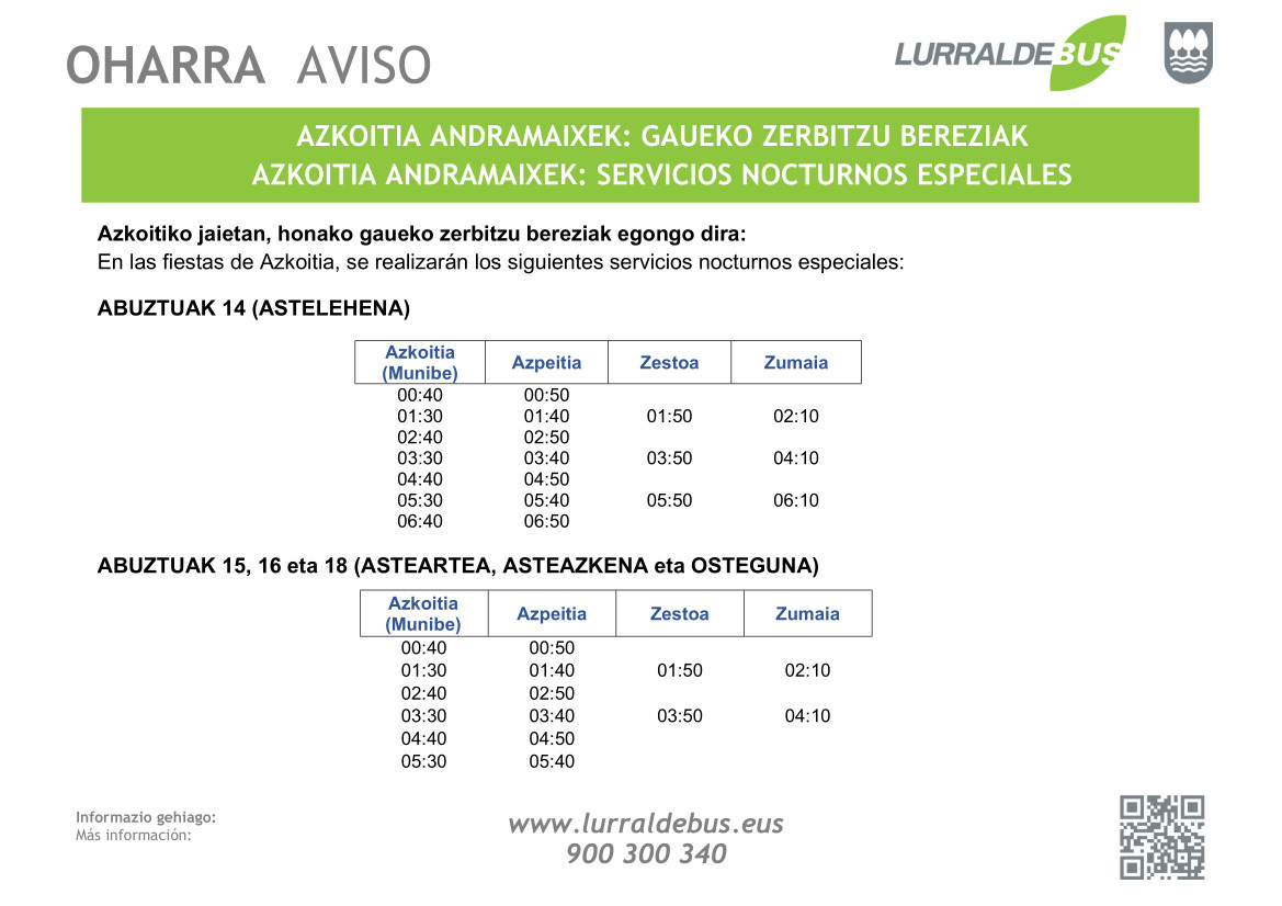 OHARRA LURRALDEBUS Andramaixek Azkoitia