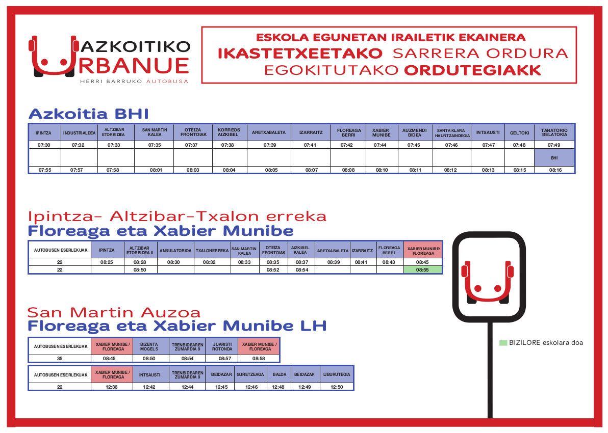 eskoletara egokitutako ordutegia 2022