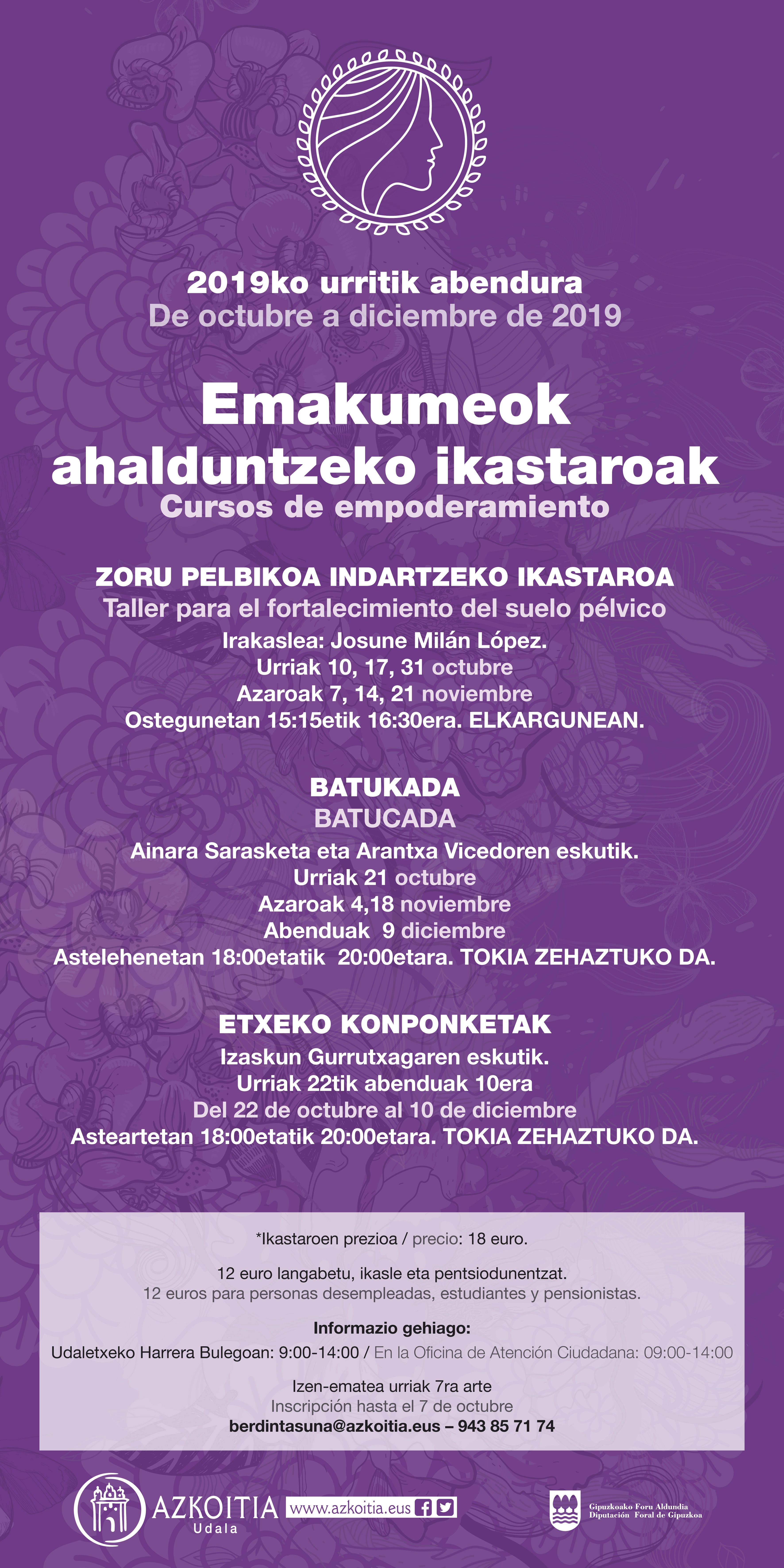 ikastaroak posterra 10 2019 2